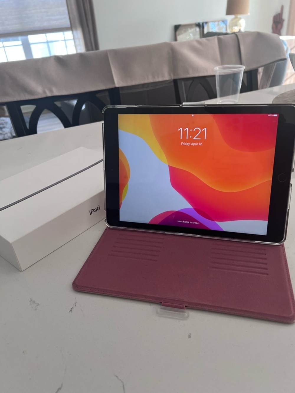 Apple iPad 7th gen with Pink metallic Folio Case - 10.2-inch (Wi‑Fi)